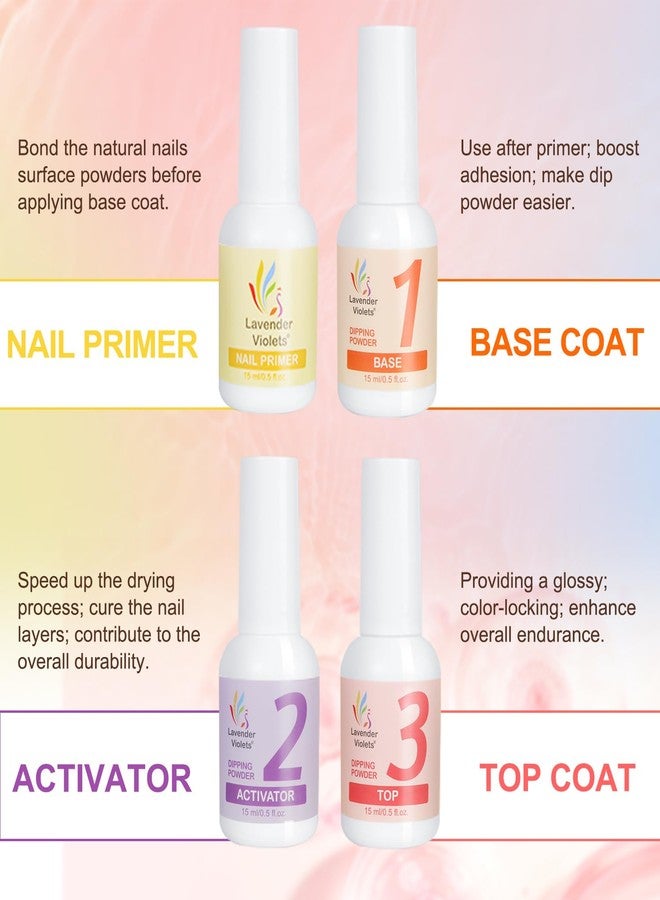 Lavender Violets Dip Powder Nail Kit 48 Colors Pink Red Purple Brown with Dip Powder Liquid Set and Essential Manicure Tools for Home Salon Manicure Nail Art Design G905 - Image 3